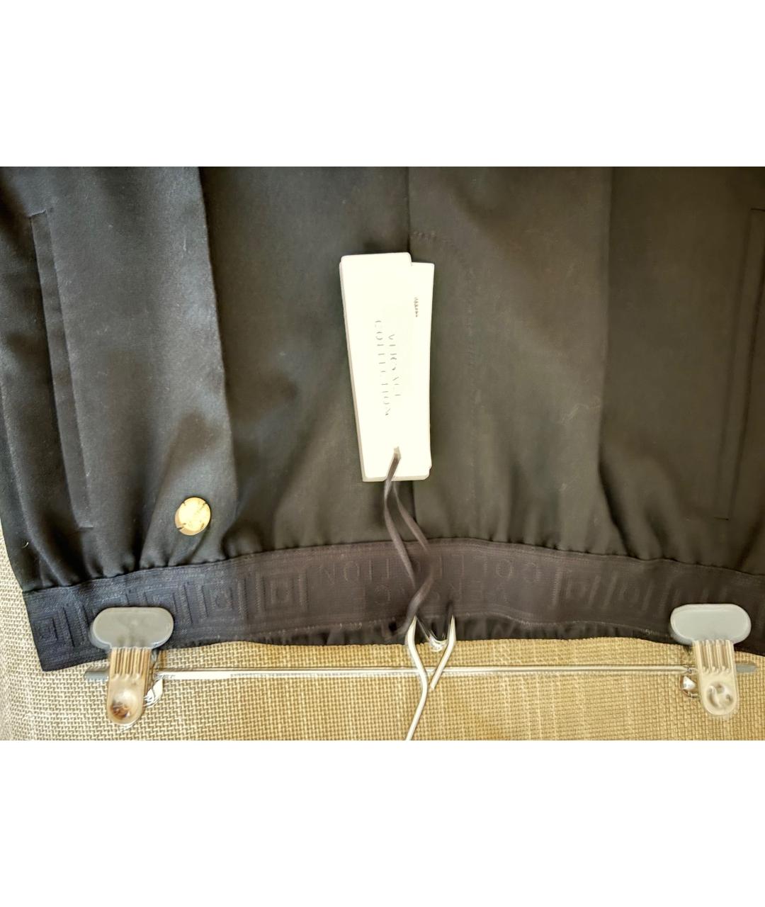 VERSACE COLLECTION Черные полиэстеровые прямые брюки, фото 6