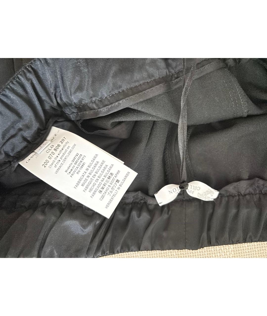 VERSACE COLLECTION Черные полиэстеровые прямые брюки, фото 8