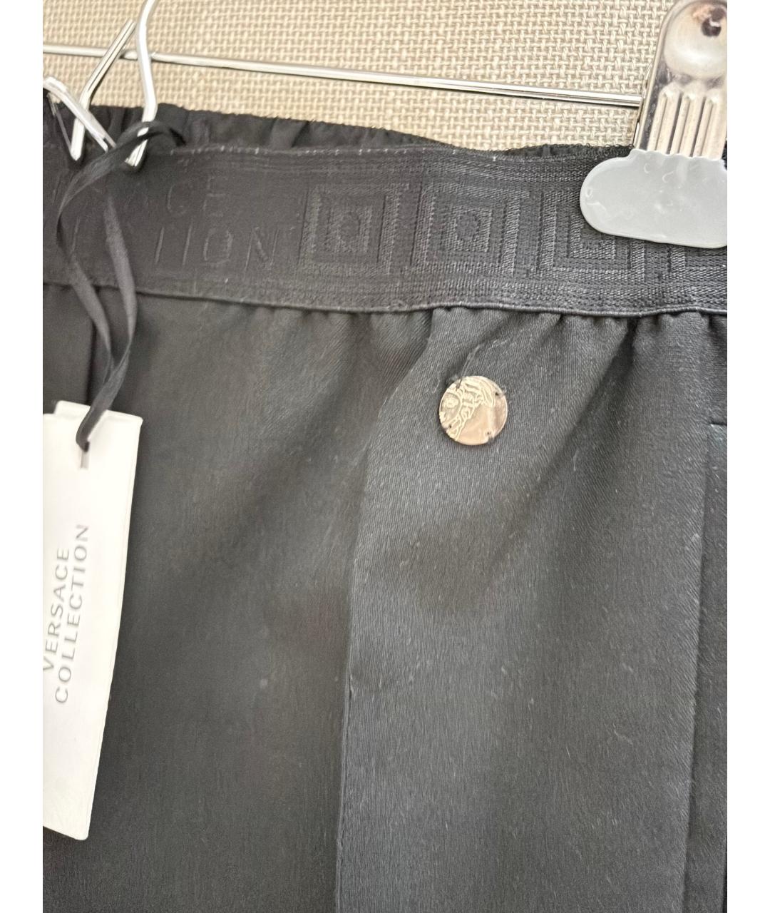 VERSACE COLLECTION Черные полиэстеровые прямые брюки, фото 7