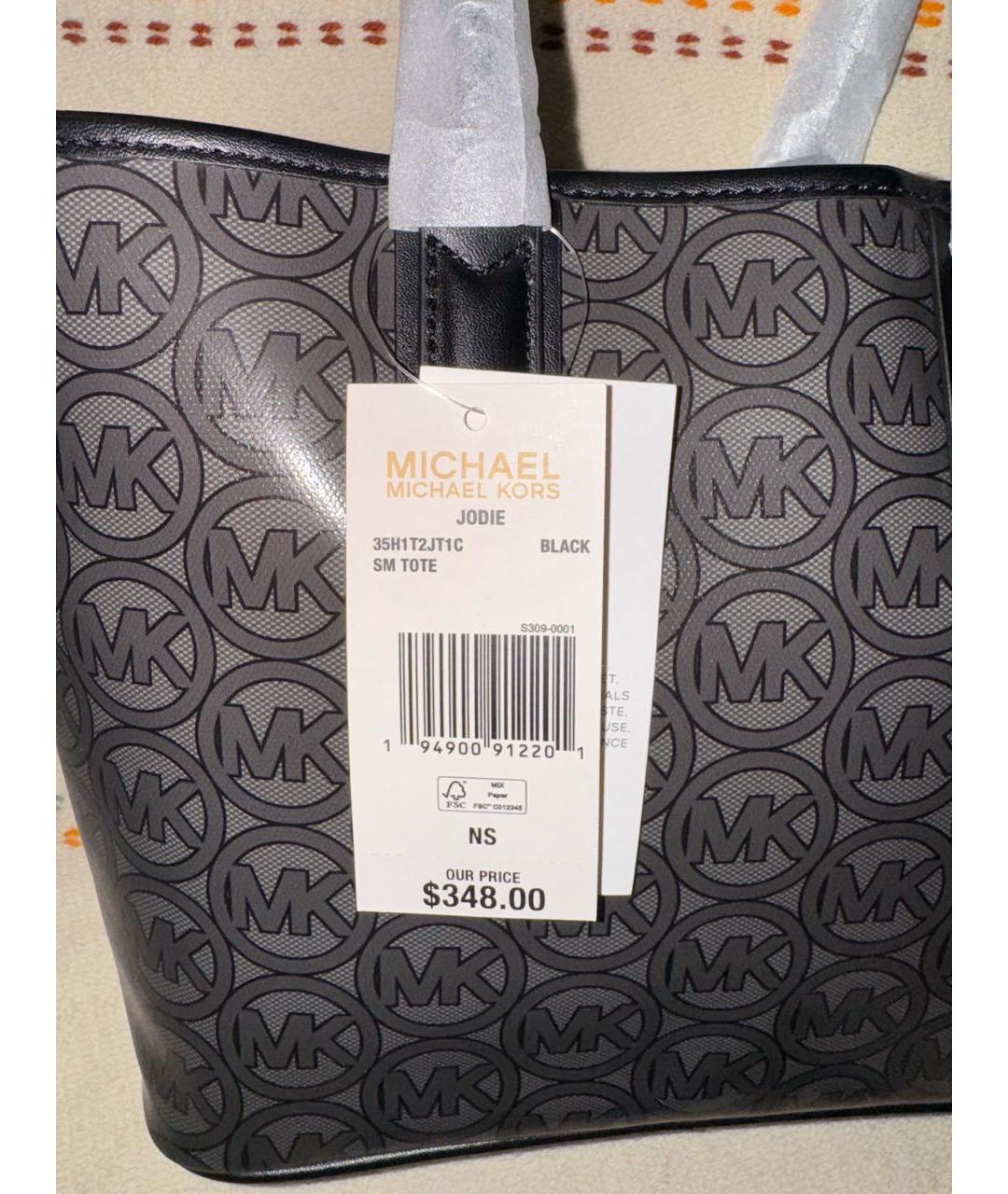 MICHAEL KORS Черная сумка тоут из искусственной кожи, фото 5