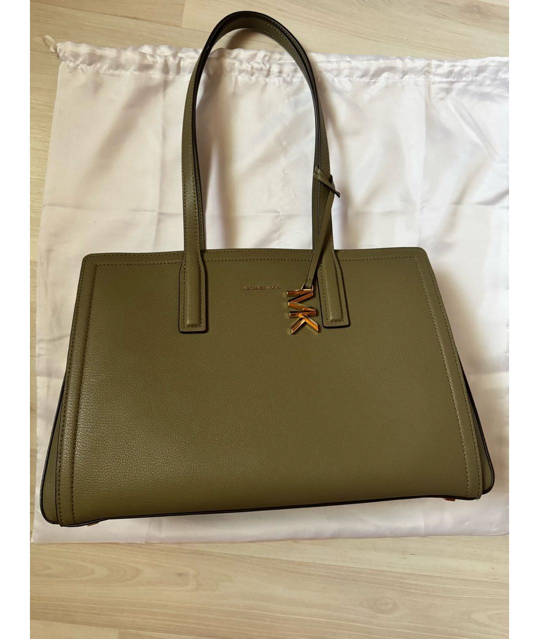 MICHAEL KORS Хаки кожаная сумка тоут, фото 6