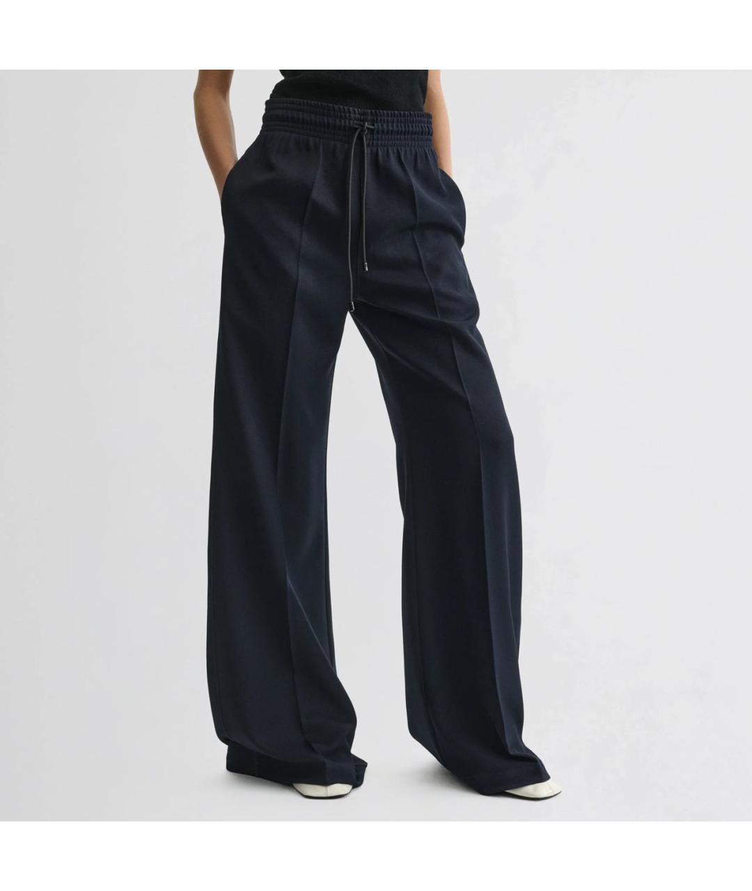 PHOEBE PHILO Темно-синие полиэстеровые брюки широкие, фото 4