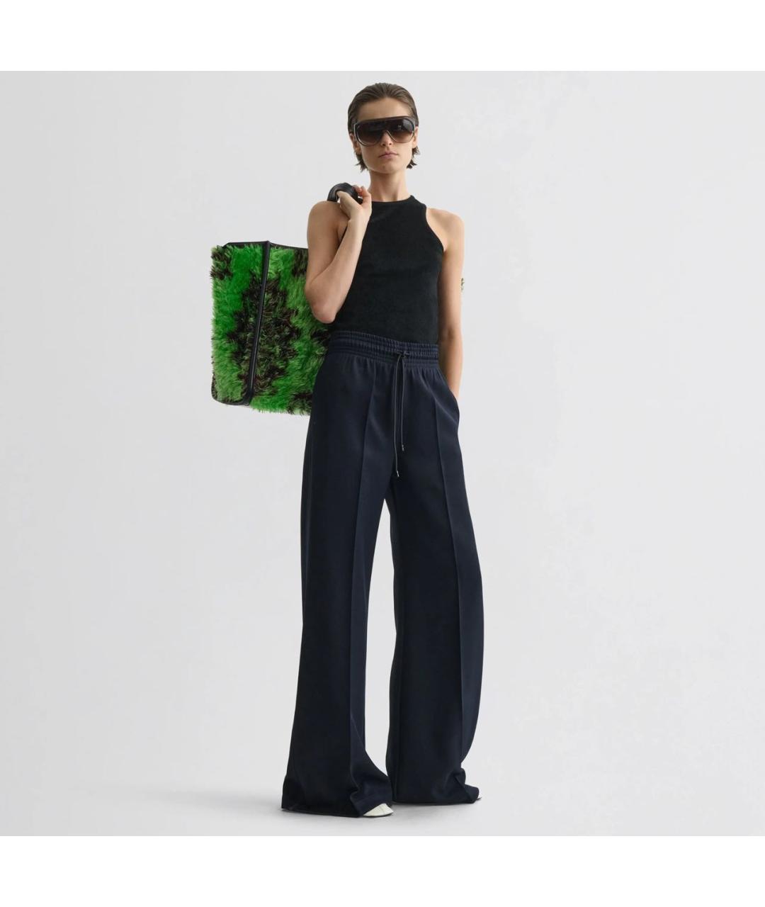 PHOEBE PHILO Темно-синие полиэстеровые брюки широкие, фото 3