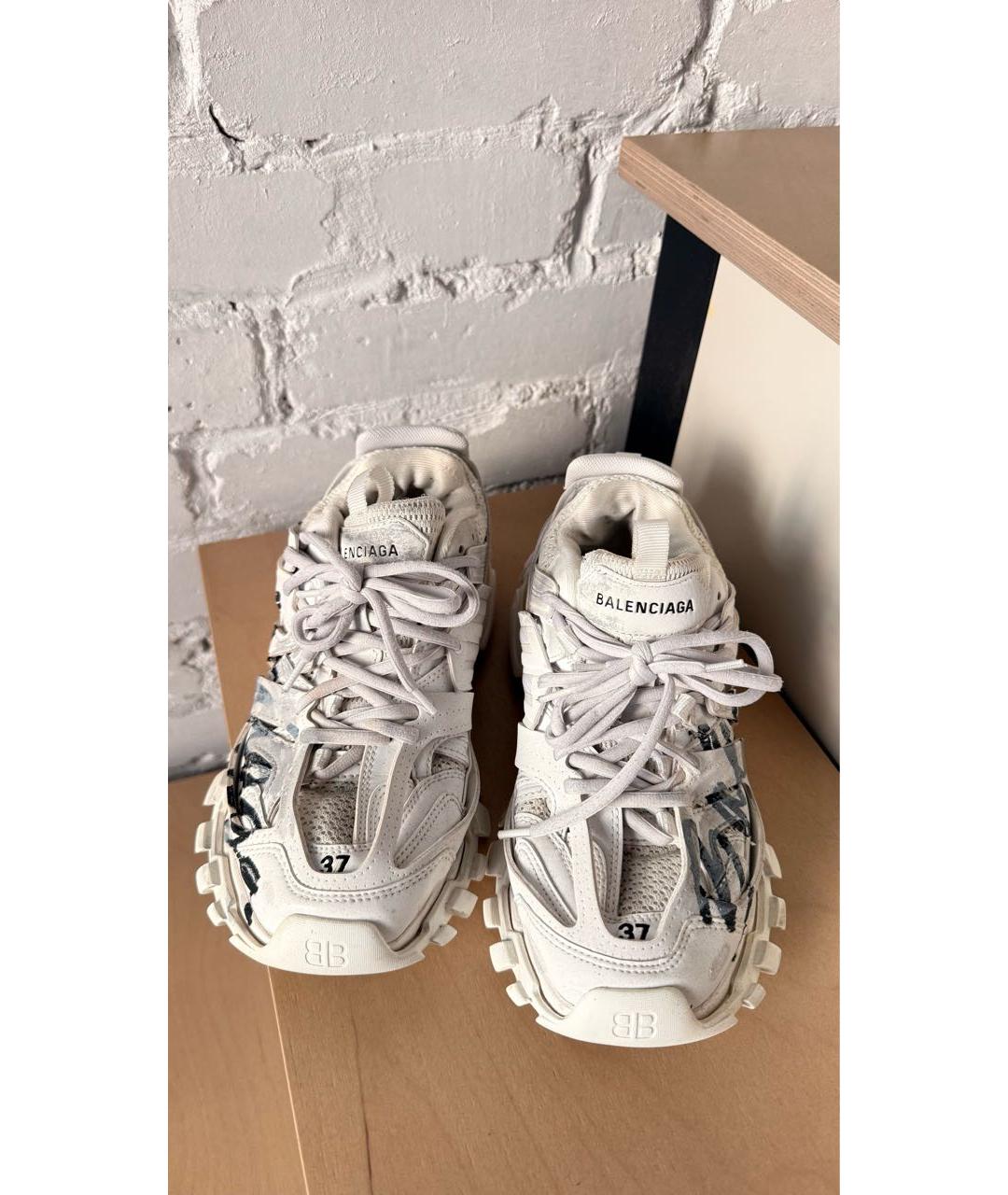 BALENCIAGA Белые кожаные кроссовки, фото 2