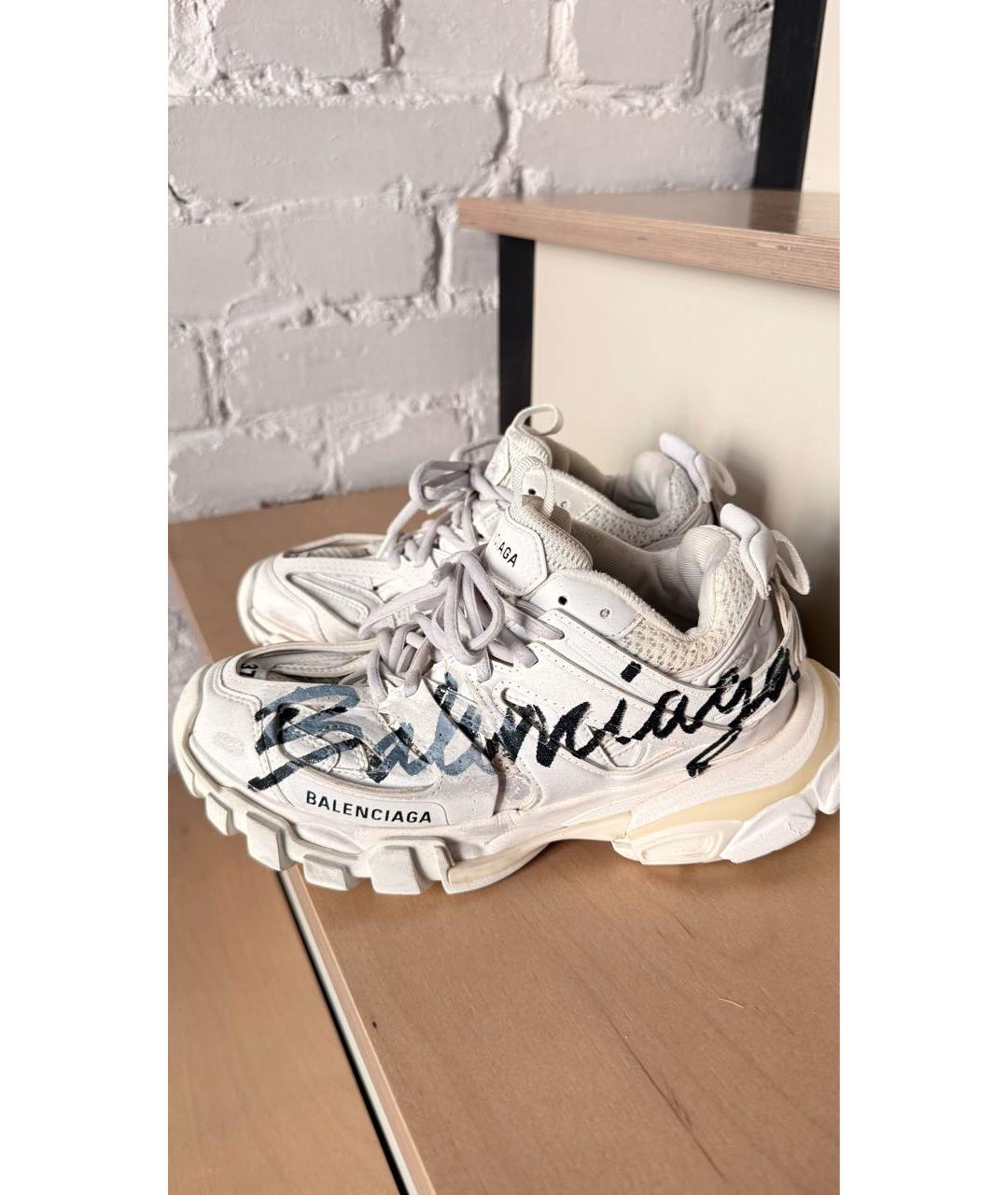 BALENCIAGA Белые кожаные кроссовки, фото 5