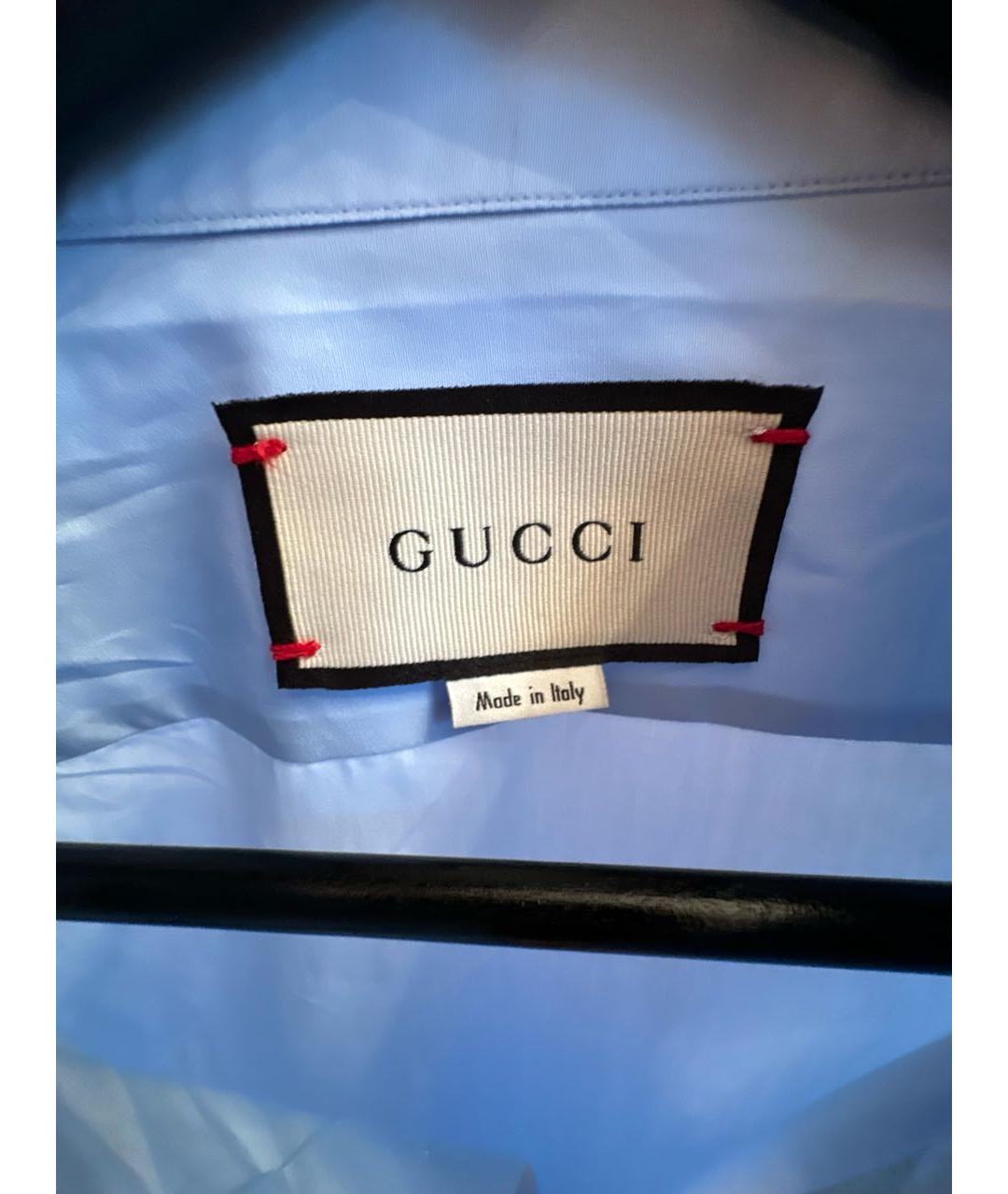 GUCCI Голубая хлопковая классическая рубашка, фото 3