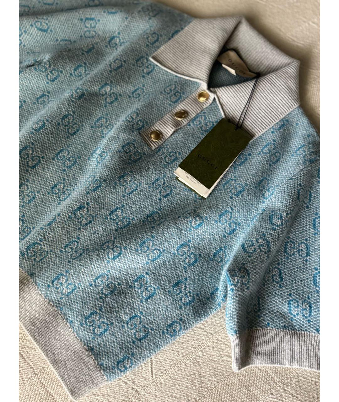 GUCCI Голубой шерстяной джемпер / свитер, фото 3