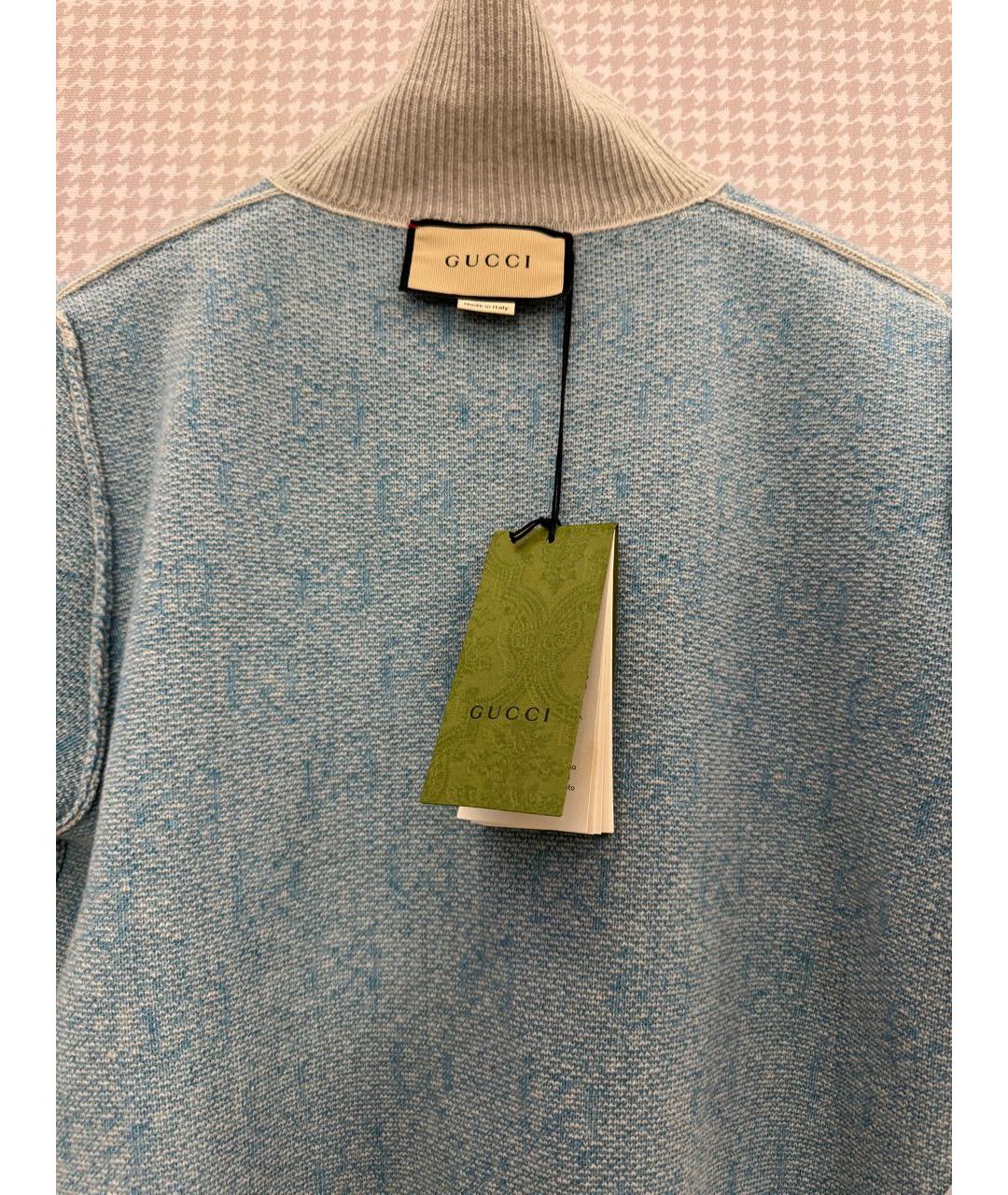 GUCCI Голубой шерстяной джемпер / свитер, фото 2