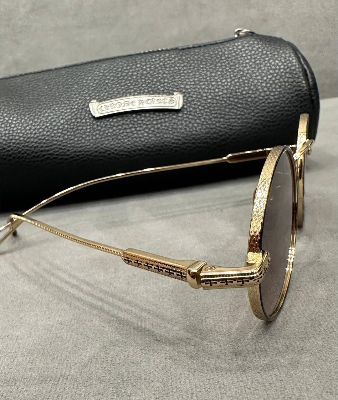 CHROME HEARTS Золотые металлические солнцезащитные очки, фото 2