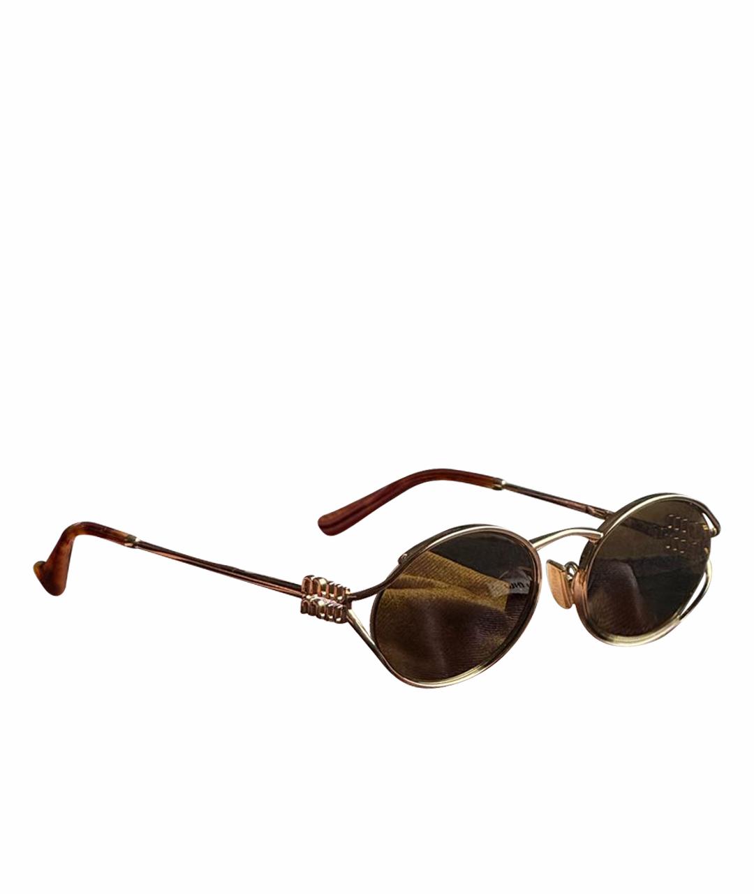 MIU MIU Золотые металлические солнцезащитные очки, фото 1