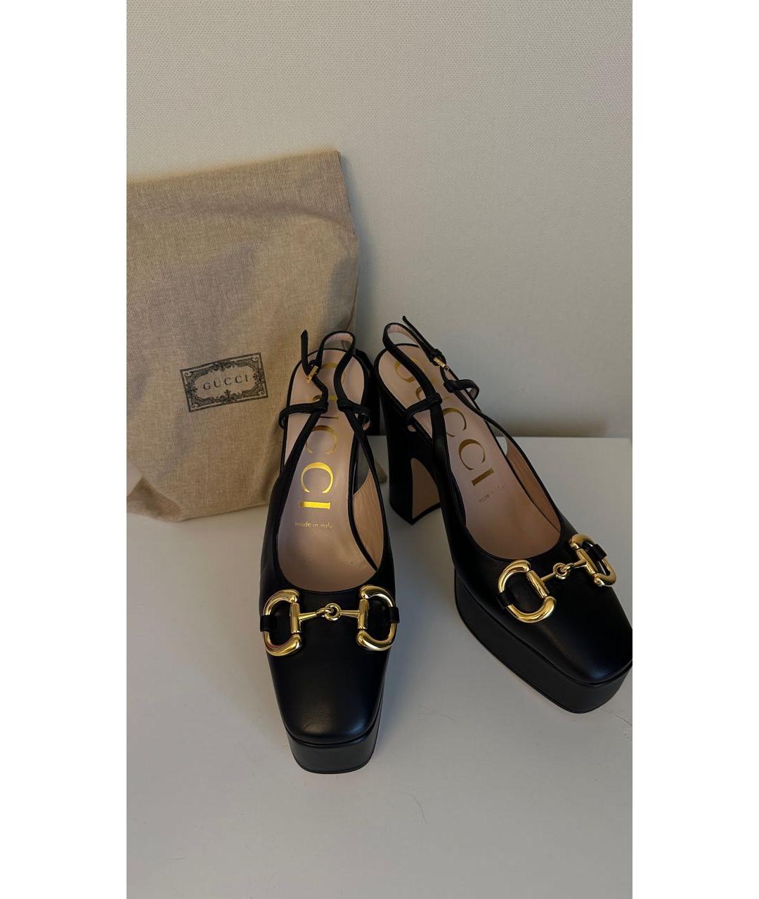 GUCCI Черные кожаные туфли, фото 5