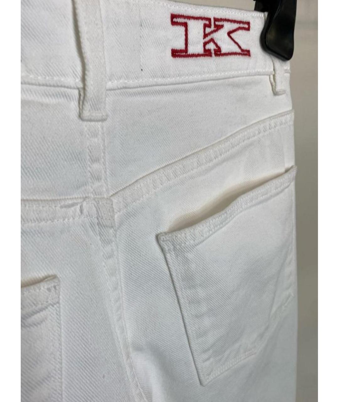 KITON Белые хлопковые прямые джинсы, фото 3