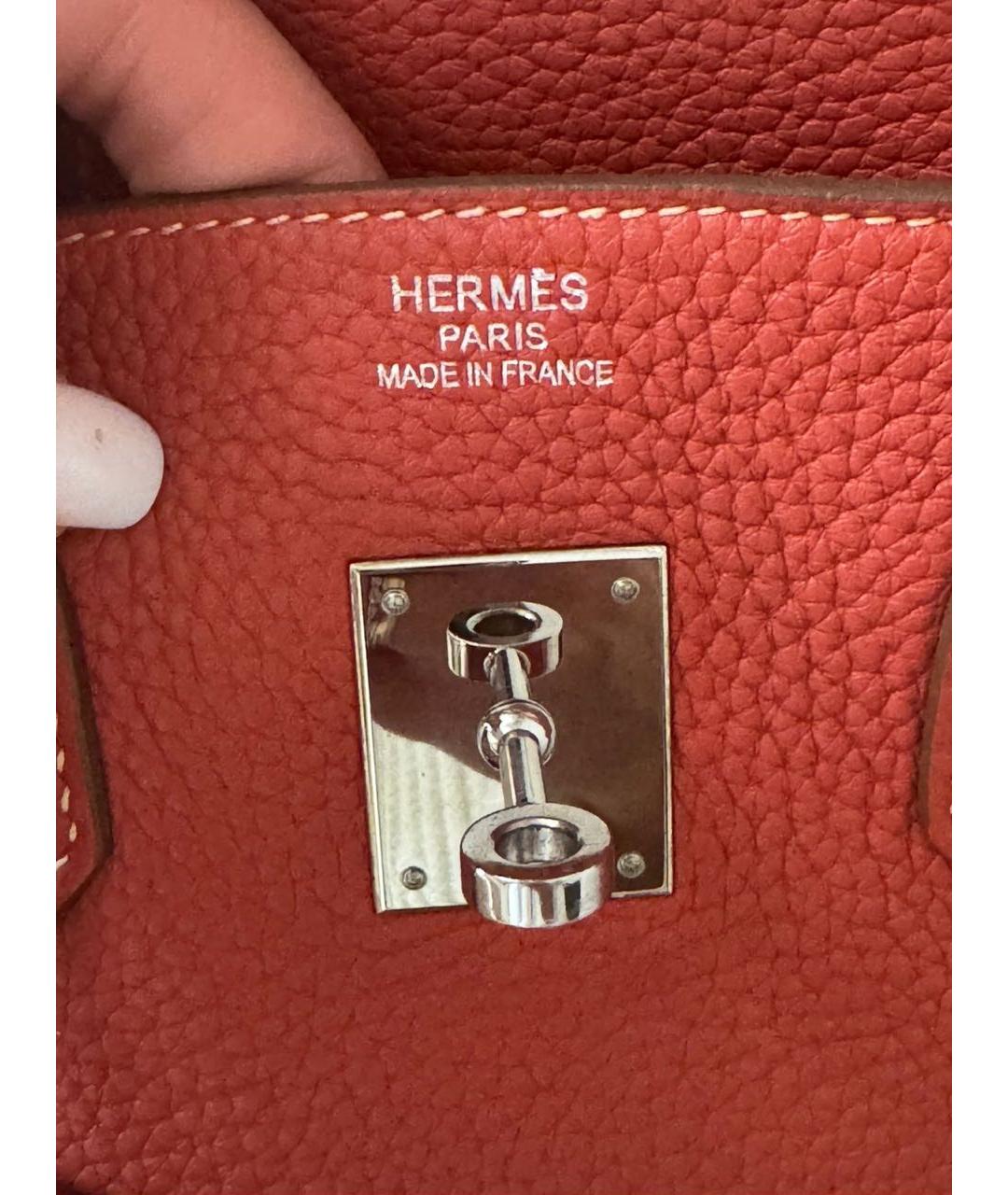 HERMES Красная кожаная сумка с короткими ручками, фото 5