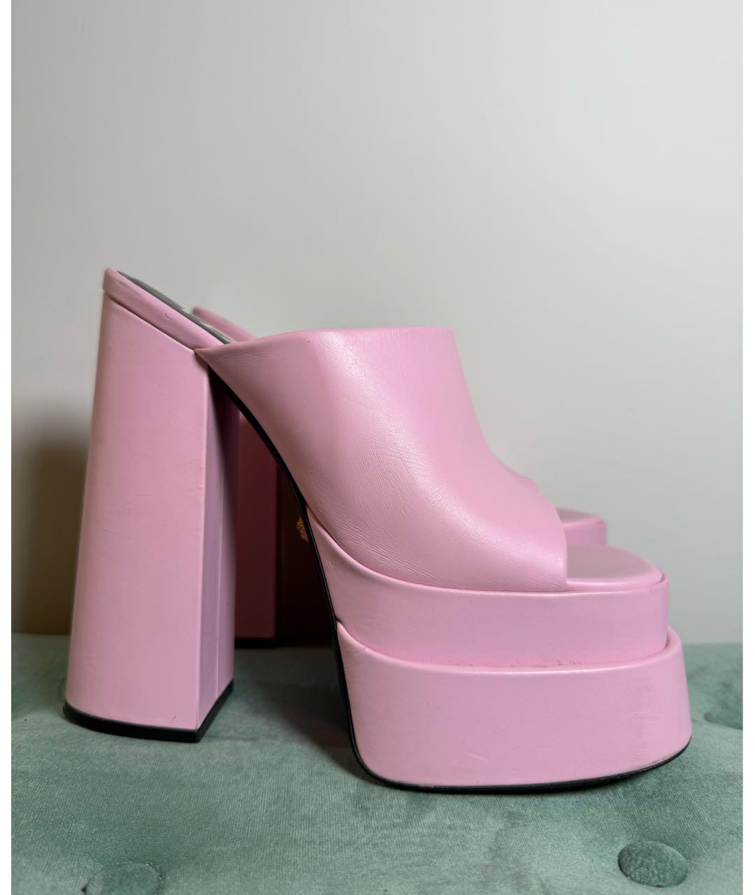 VERSACE Розовые кожаные мюли, фото 9