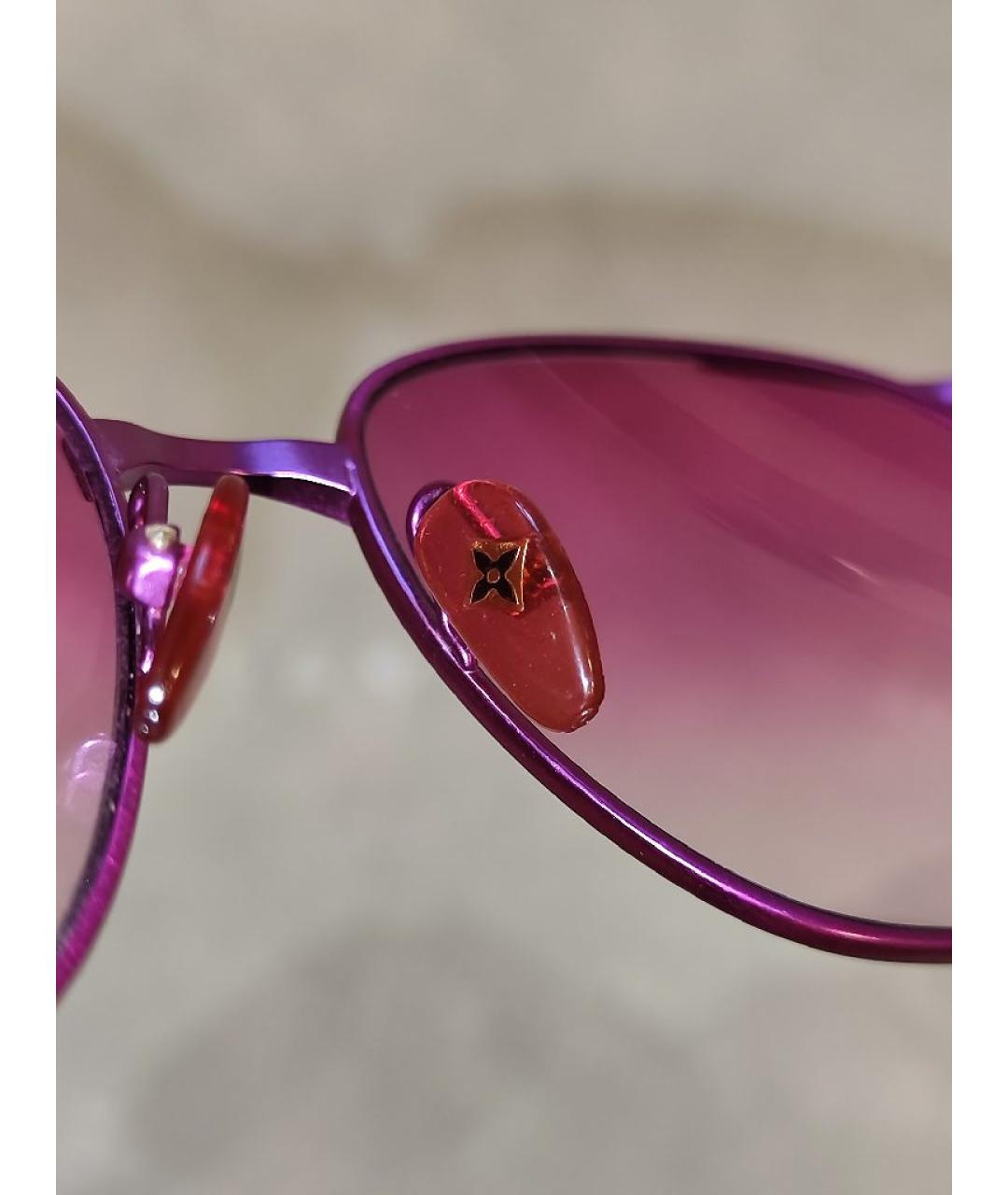 LOUIS VUITTON Розовые металлические солнцезащитные очки, фото 7