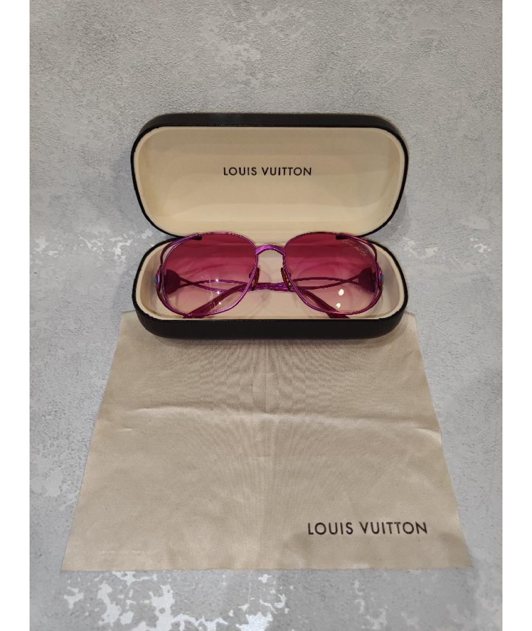 LOUIS VUITTON Розовые металлические солнцезащитные очки, фото 2