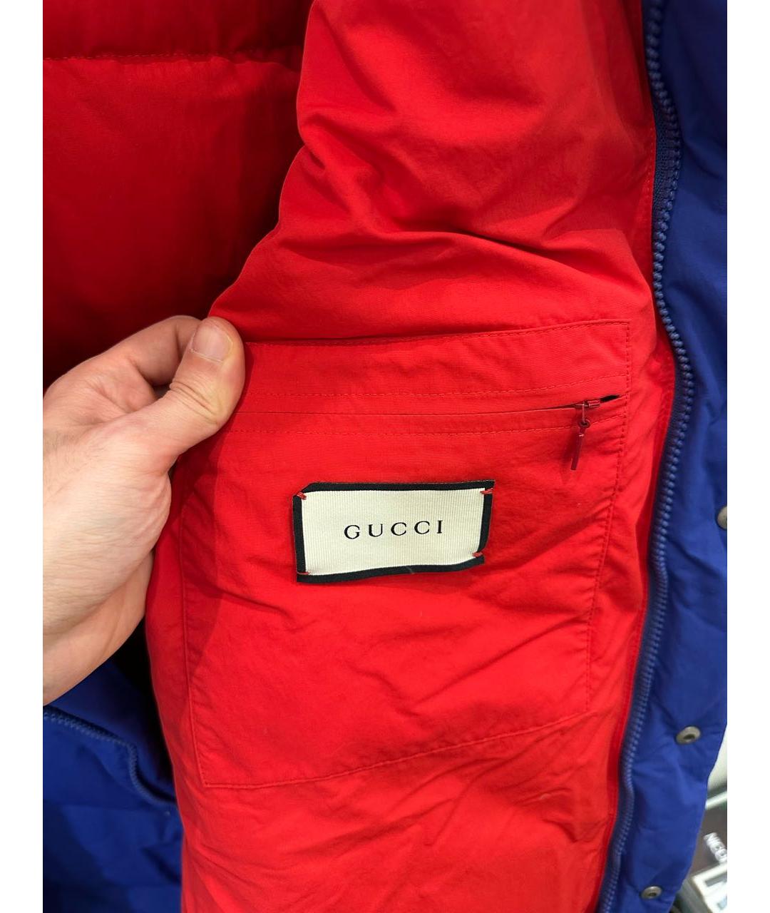 GUCCI Синий полиэстеровый пуховик, фото 6