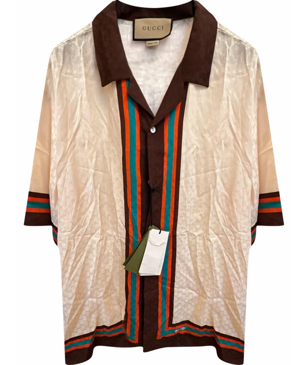 GUCCI Бежевая шелковая кэжуал рубашка, фото 1