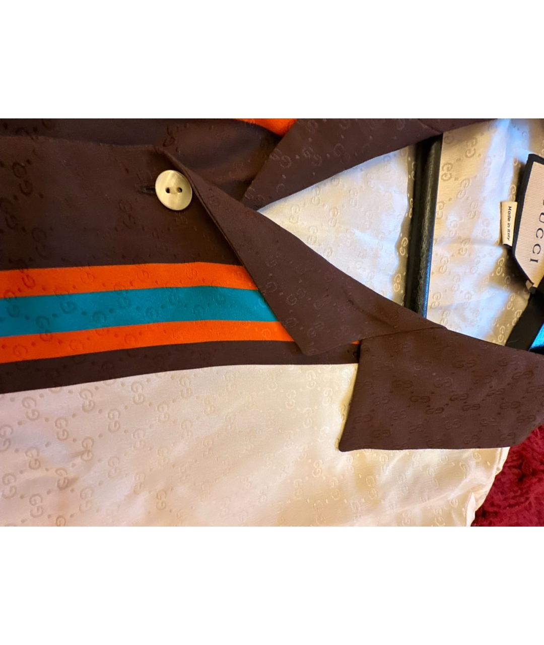 GUCCI Бежевая шелковая кэжуал рубашка, фото 8