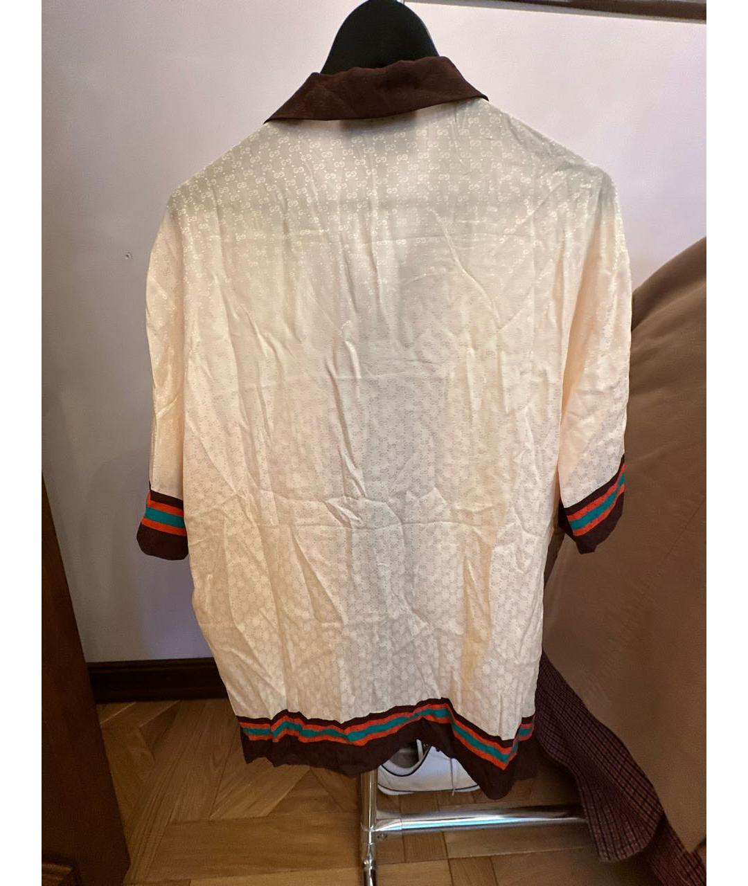 GUCCI Бежевая шелковая кэжуал рубашка, фото 2