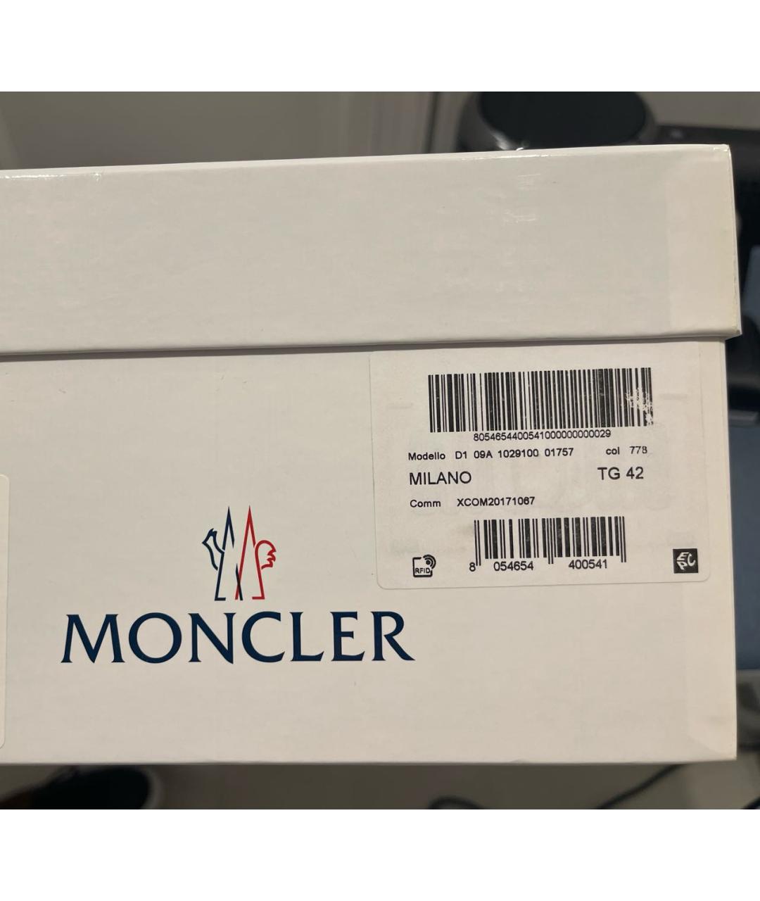 MONCLER Черные кожаные низкие кроссовки / кеды, фото 7