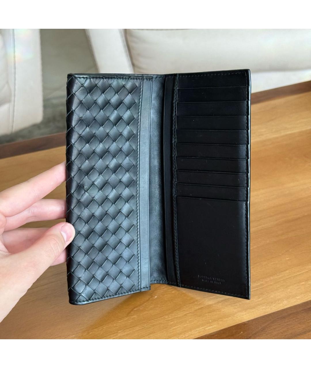 BOTTEGA VENETA Черный кожаный кошелек, фото 4