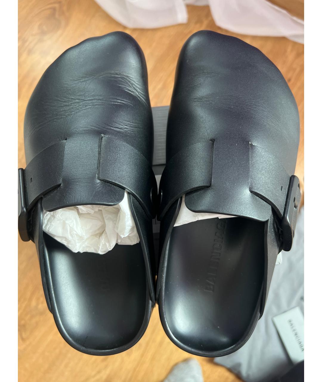 BALENCIAGA Черные кожаные сабо, фото 3