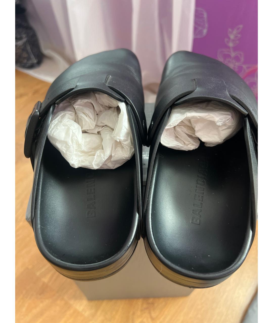 BALENCIAGA Черные кожаные сабо, фото 4