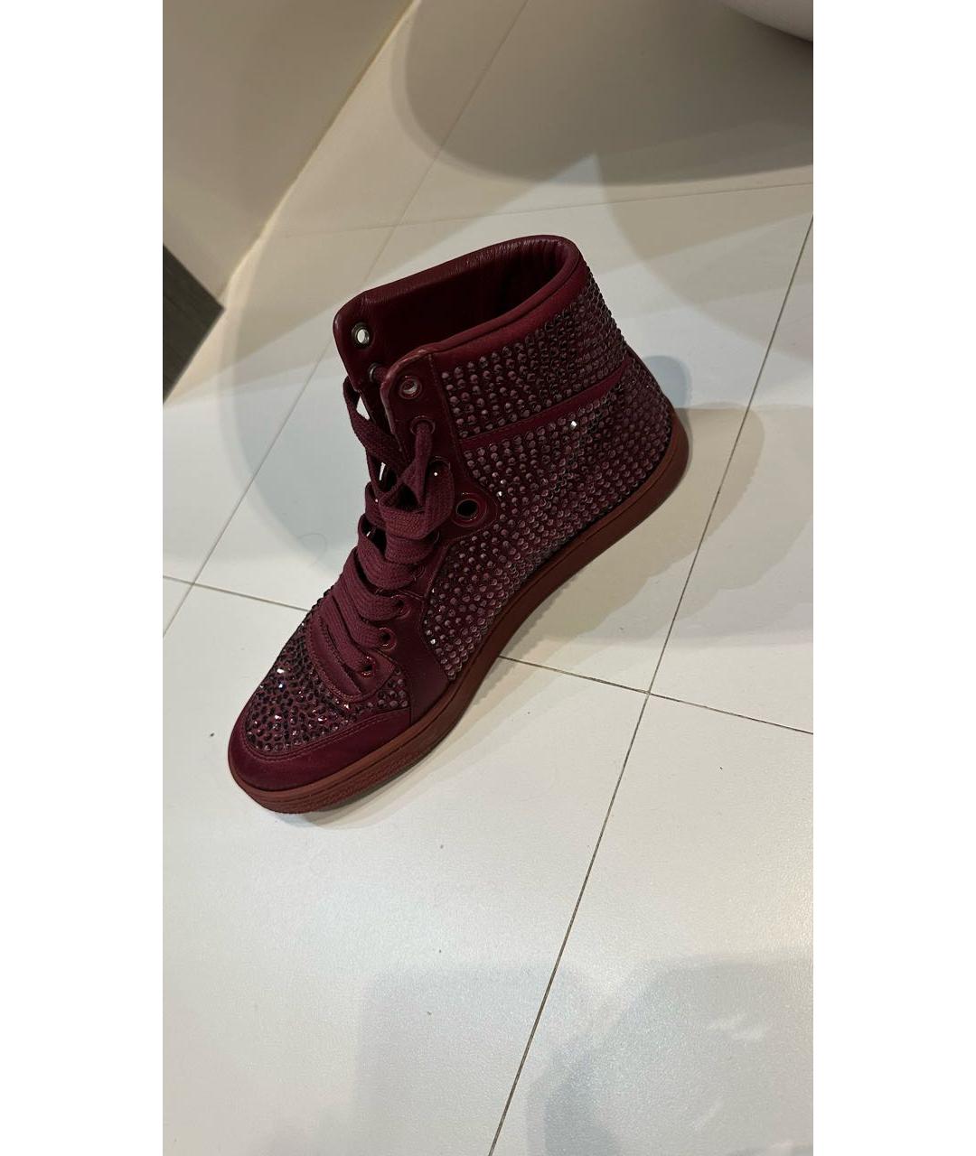 GUCCI Бордовые кеды, фото 4