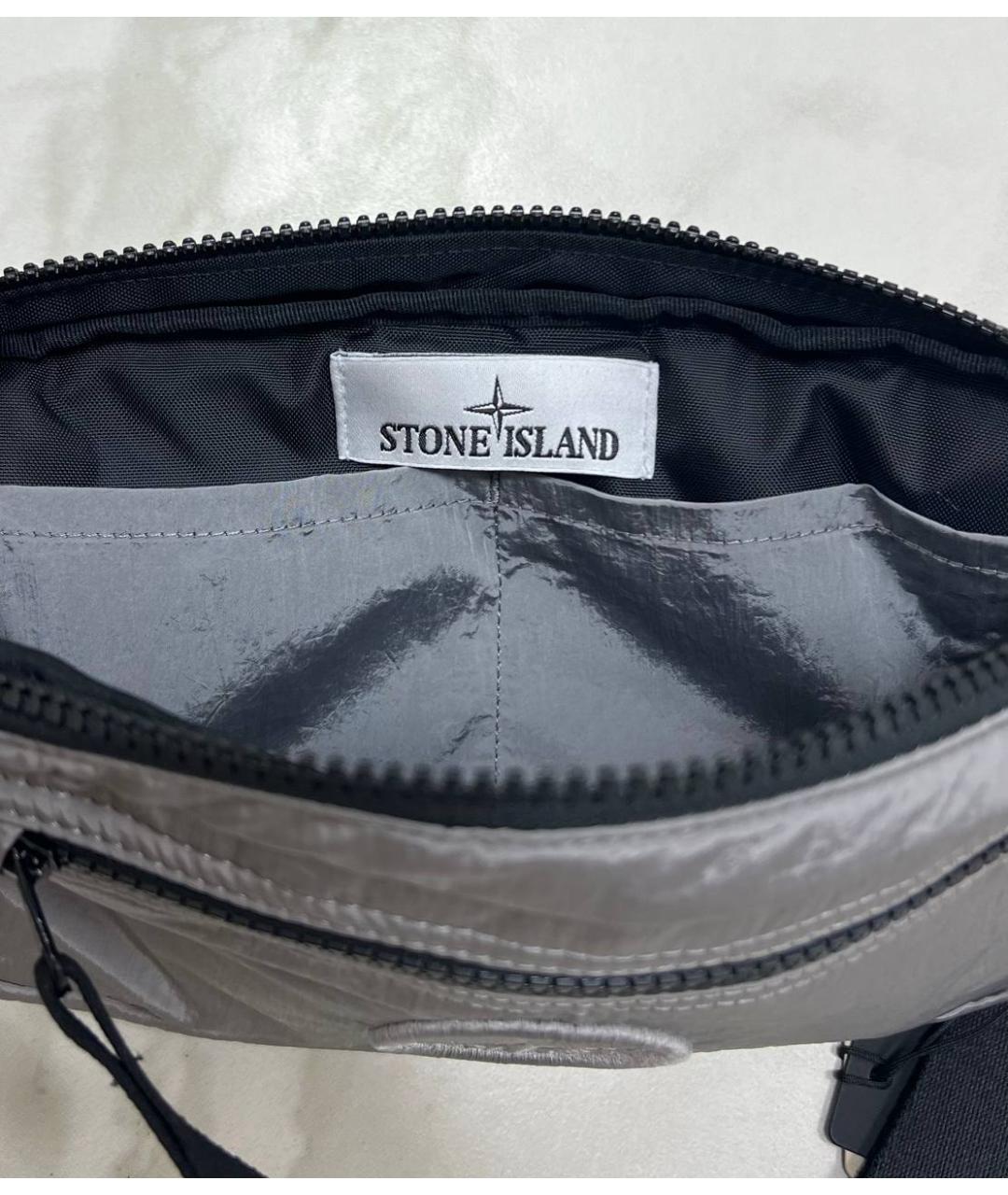 STONE ISLAND Серая поясная сумка, фото 3