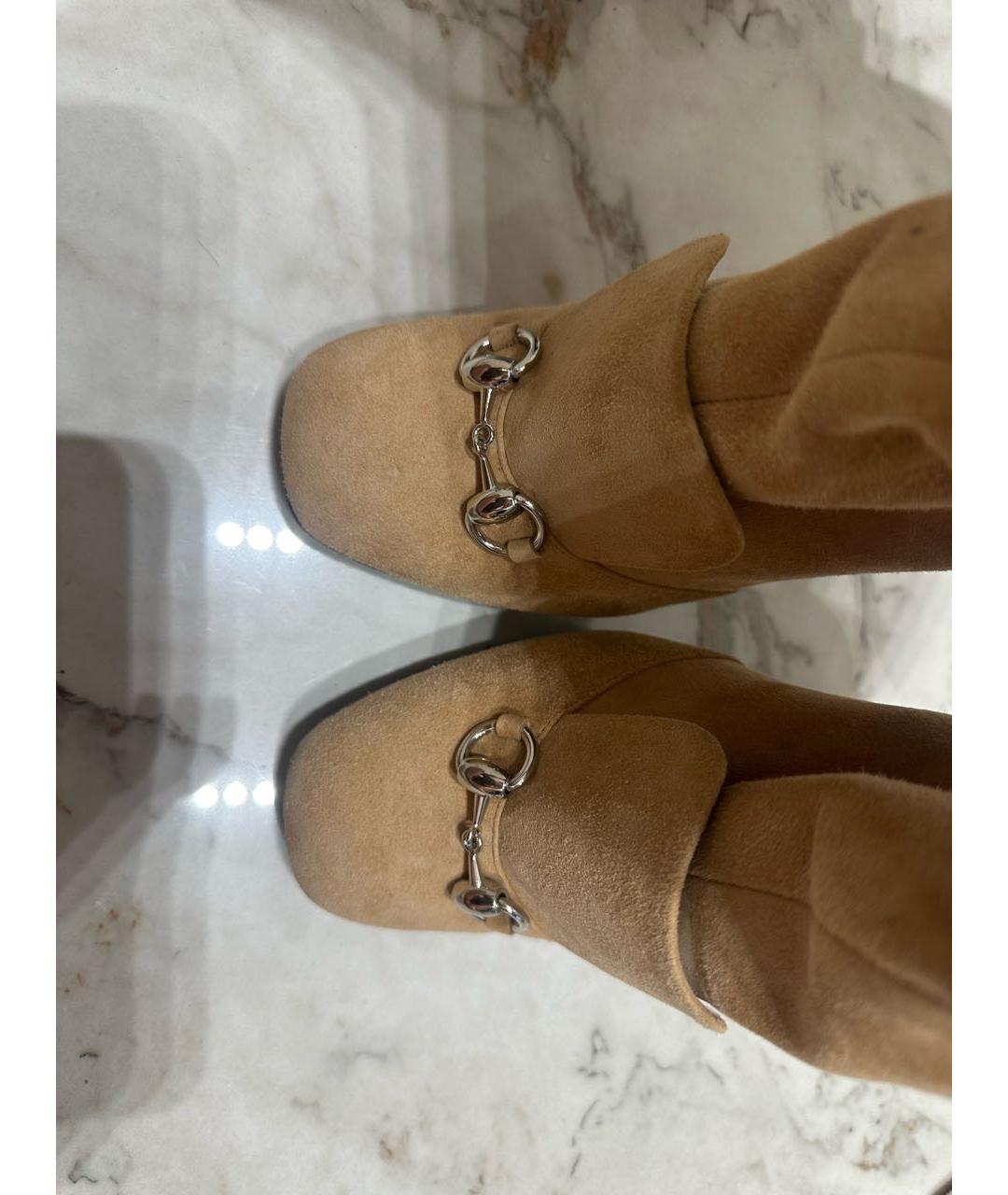 GUCCI Бежевые замшевые сапоги, фото 3