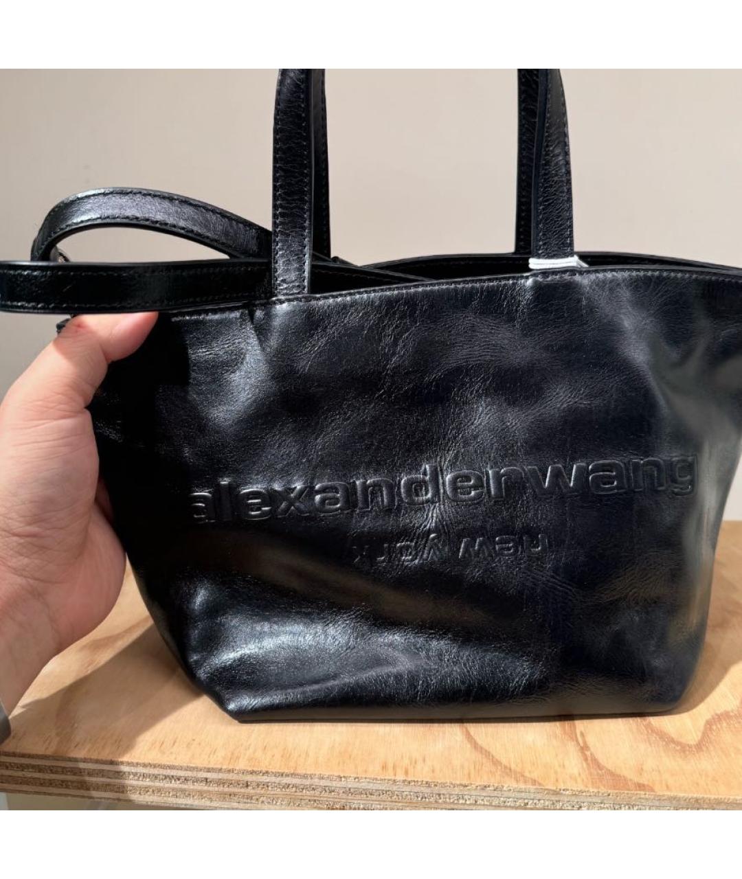 ALEXANDER WANG Черная сумка тоут из лакированной кожи, фото 5