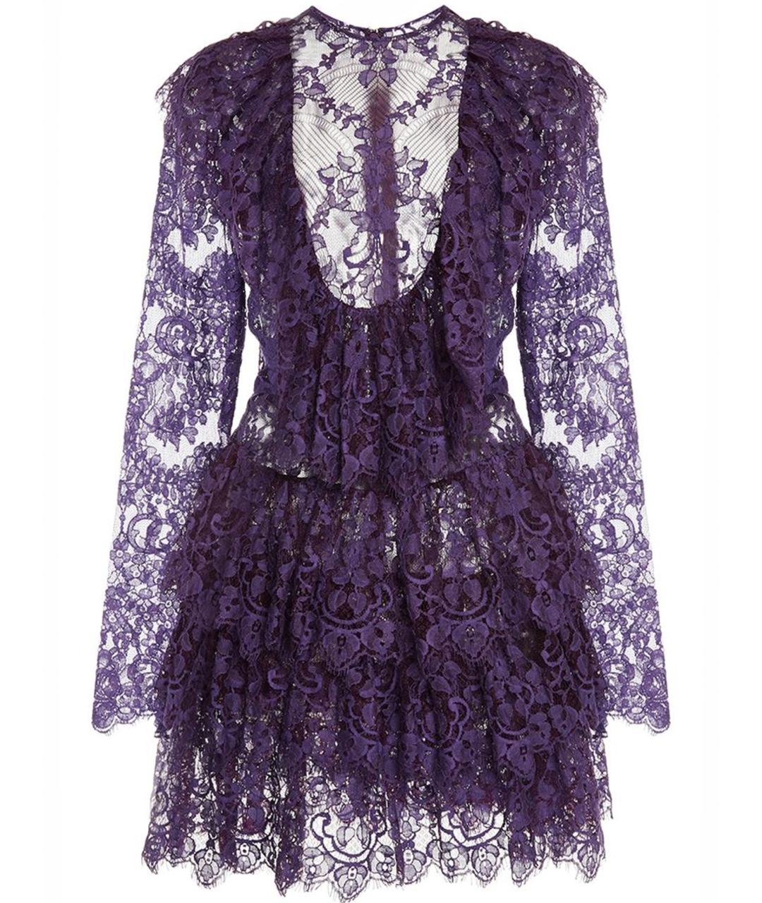ELIE SAAB Фиолетовое кружевное вечернее платье, фото 1
