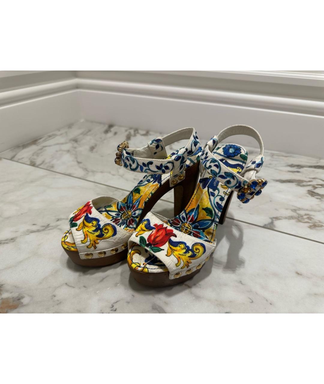 DOLCE&GABBANA Мульти текстильные босоножки, фото 5