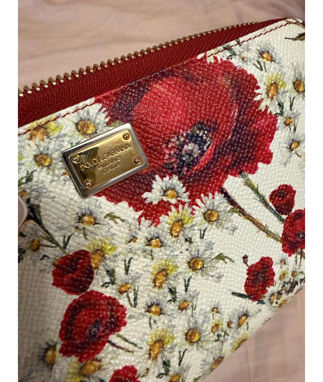 DOLCE&GABBANA Белый кожаный кошелек, фото 5