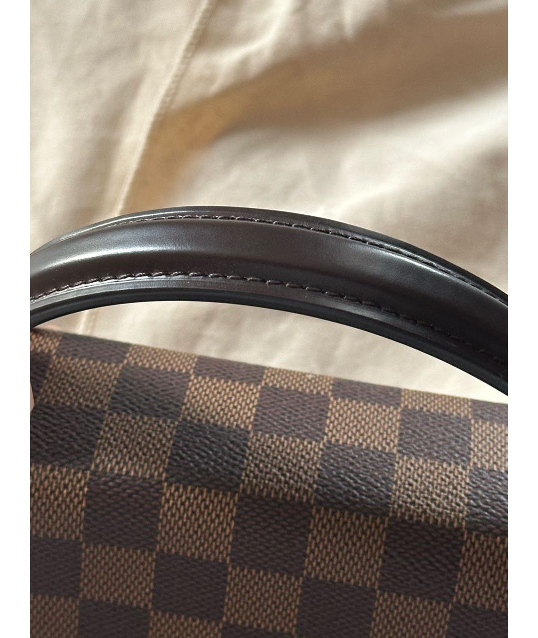 LOUIS VUITTON Коричневая кожаная сумка с короткими ручками, фото 3
