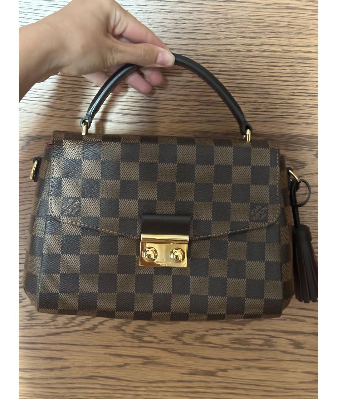 LOUIS VUITTON Коричневая кожаная сумка с короткими ручками, фото 9