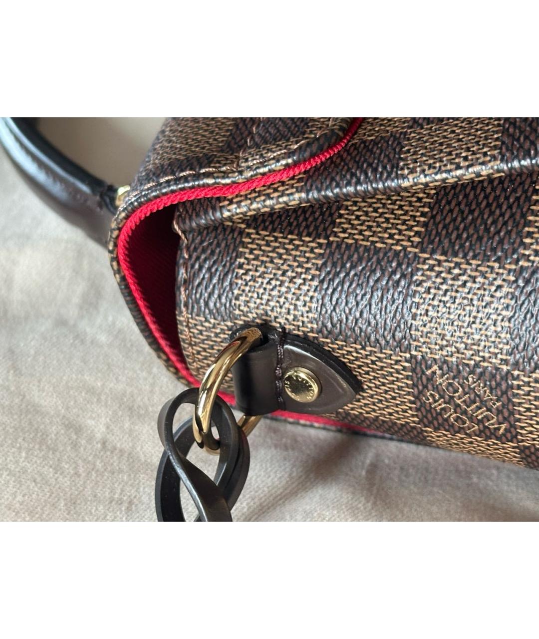 LOUIS VUITTON Коричневая кожаная сумка с короткими ручками, фото 4