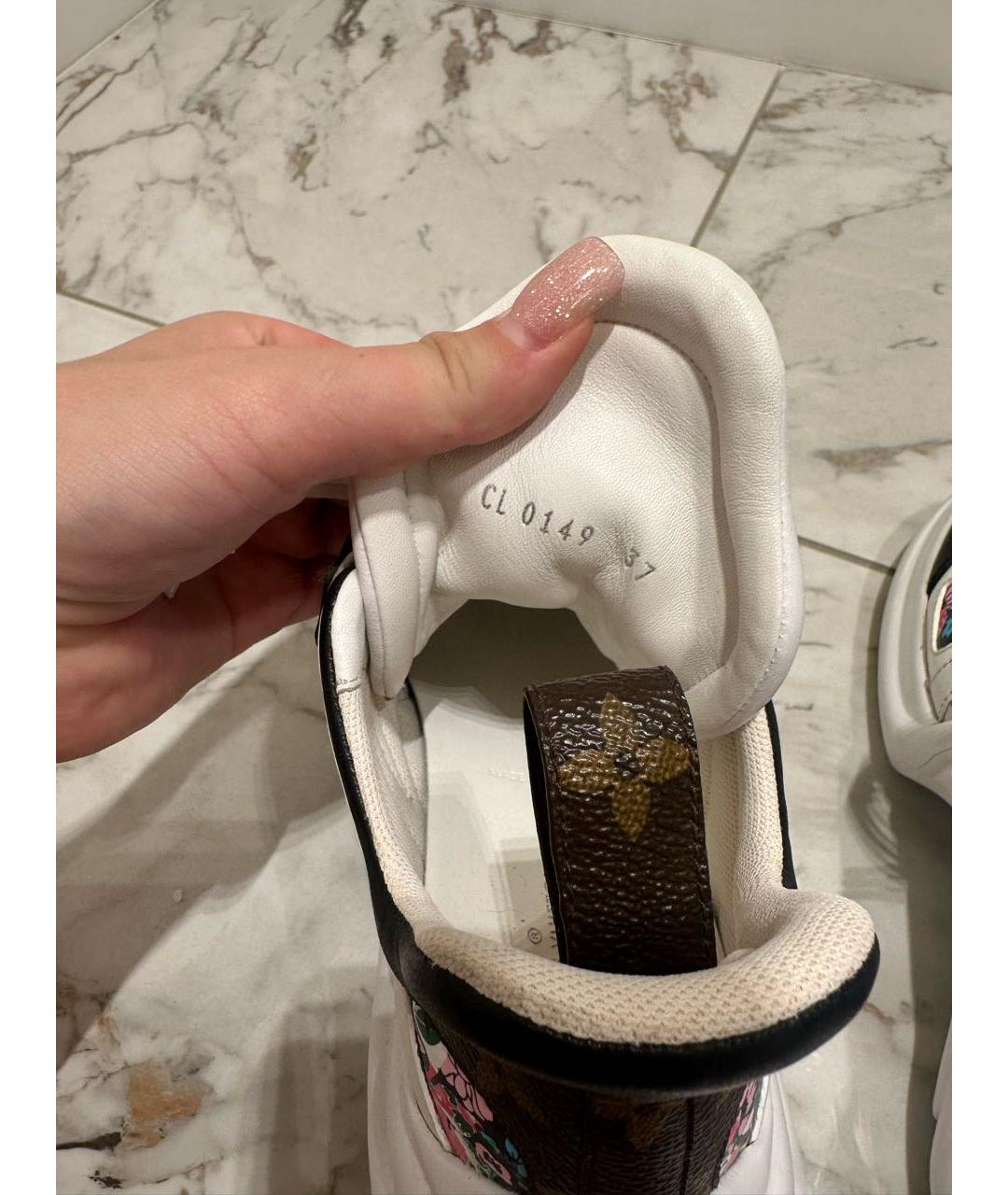LOUIS VUITTON Белые кожаные кроссовки, фото 7