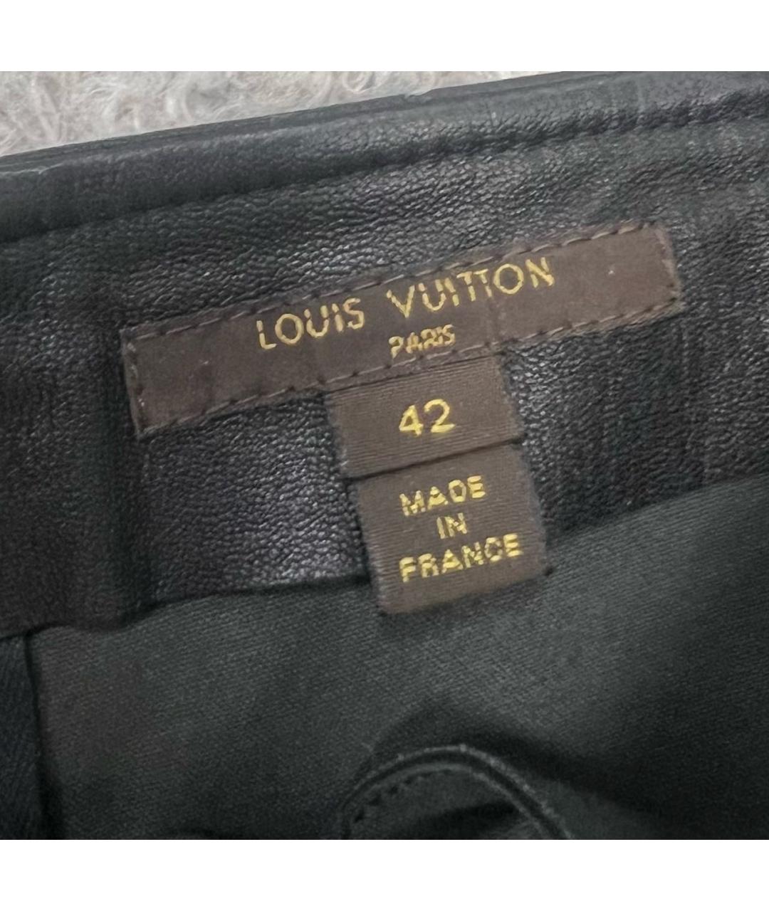 LOUIS VUITTON Черная кожаная юбка миди, фото 3