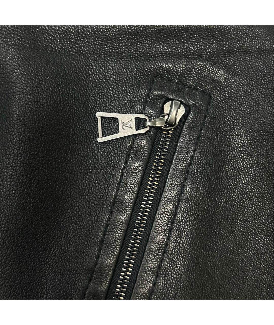 LOUIS VUITTON Черная кожаная юбка миди, фото 4