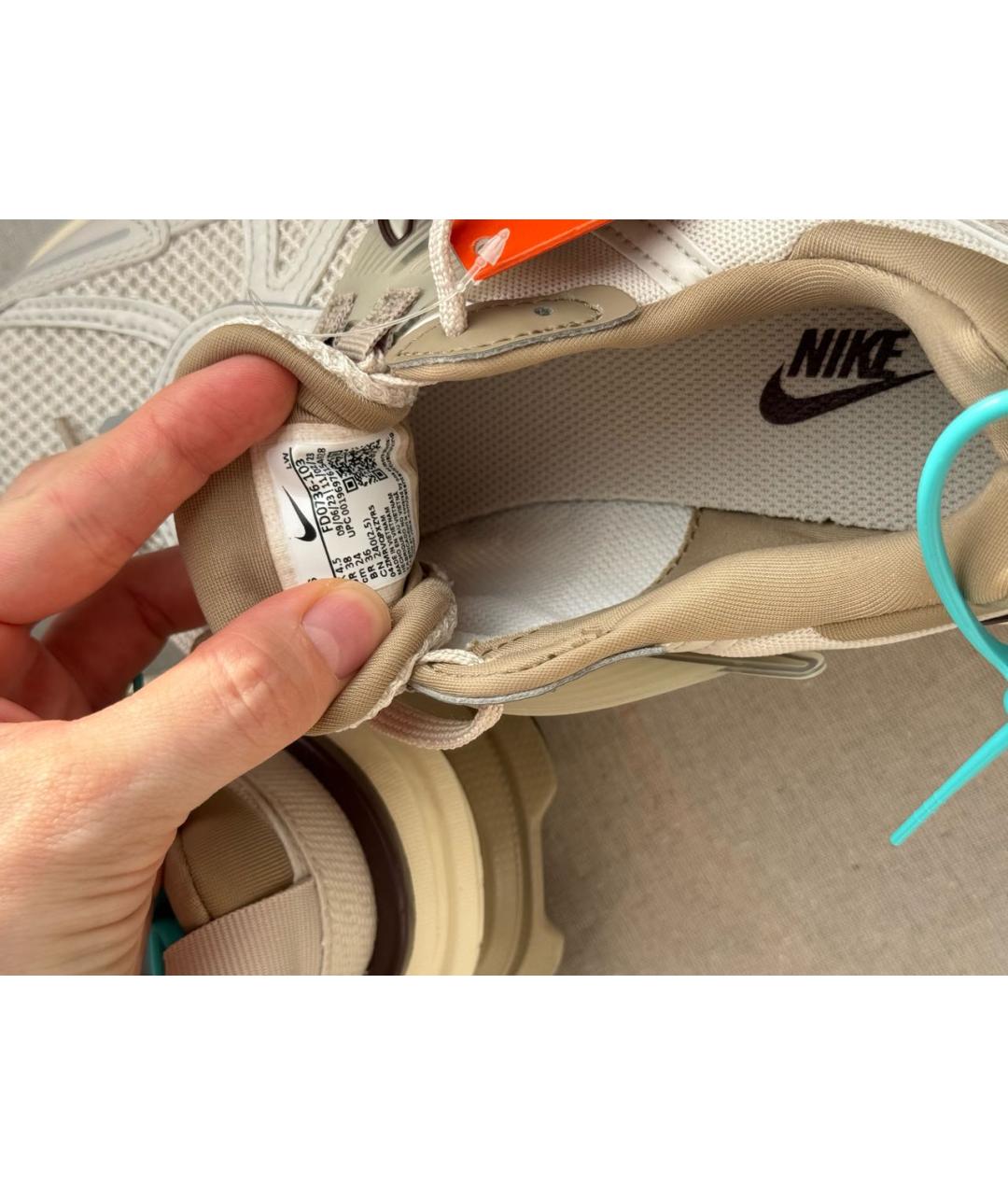NIKE Бежевые кожаные кроссовки, фото 4