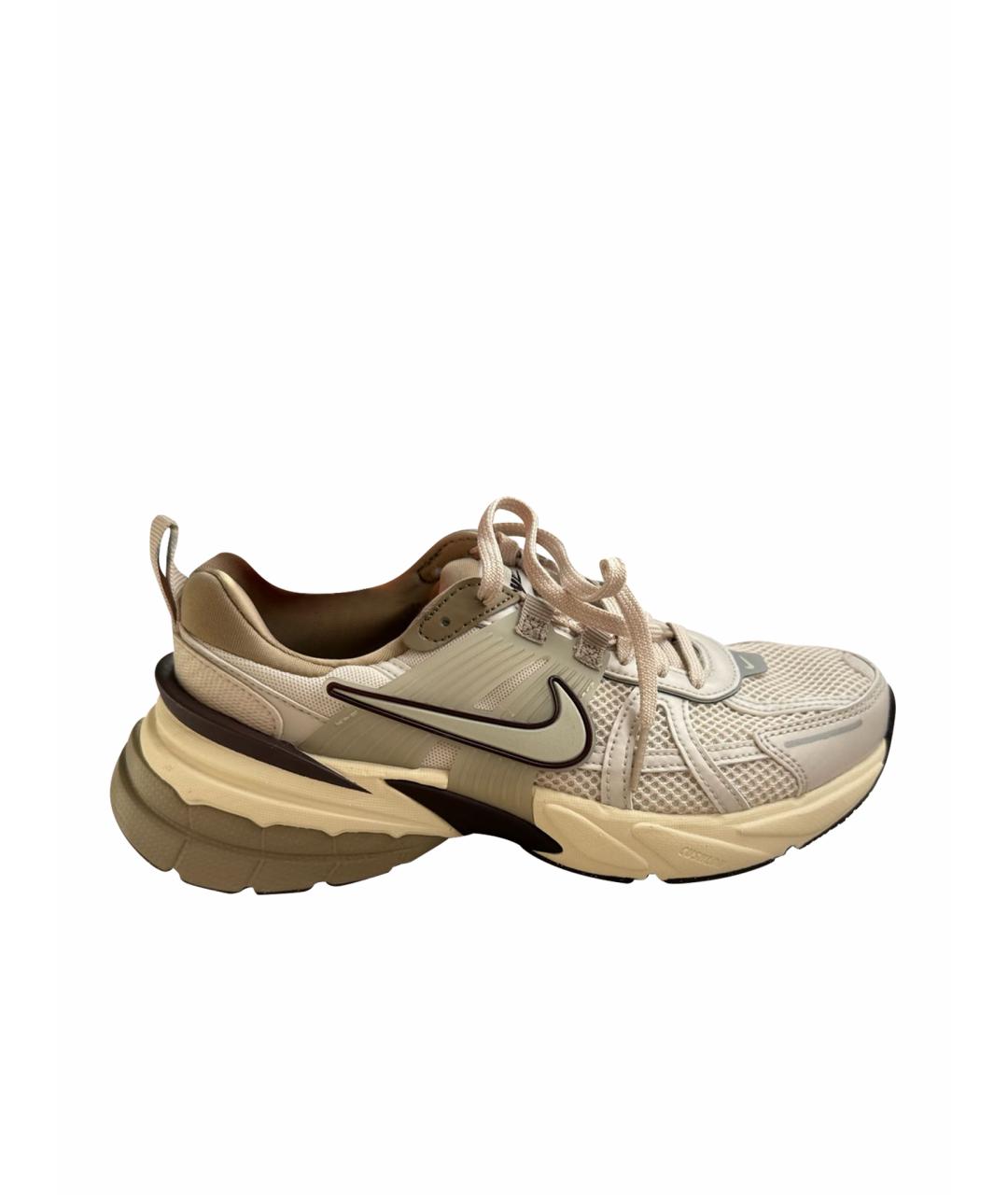 NIKE Бежевые кожаные кроссовки, фото 1