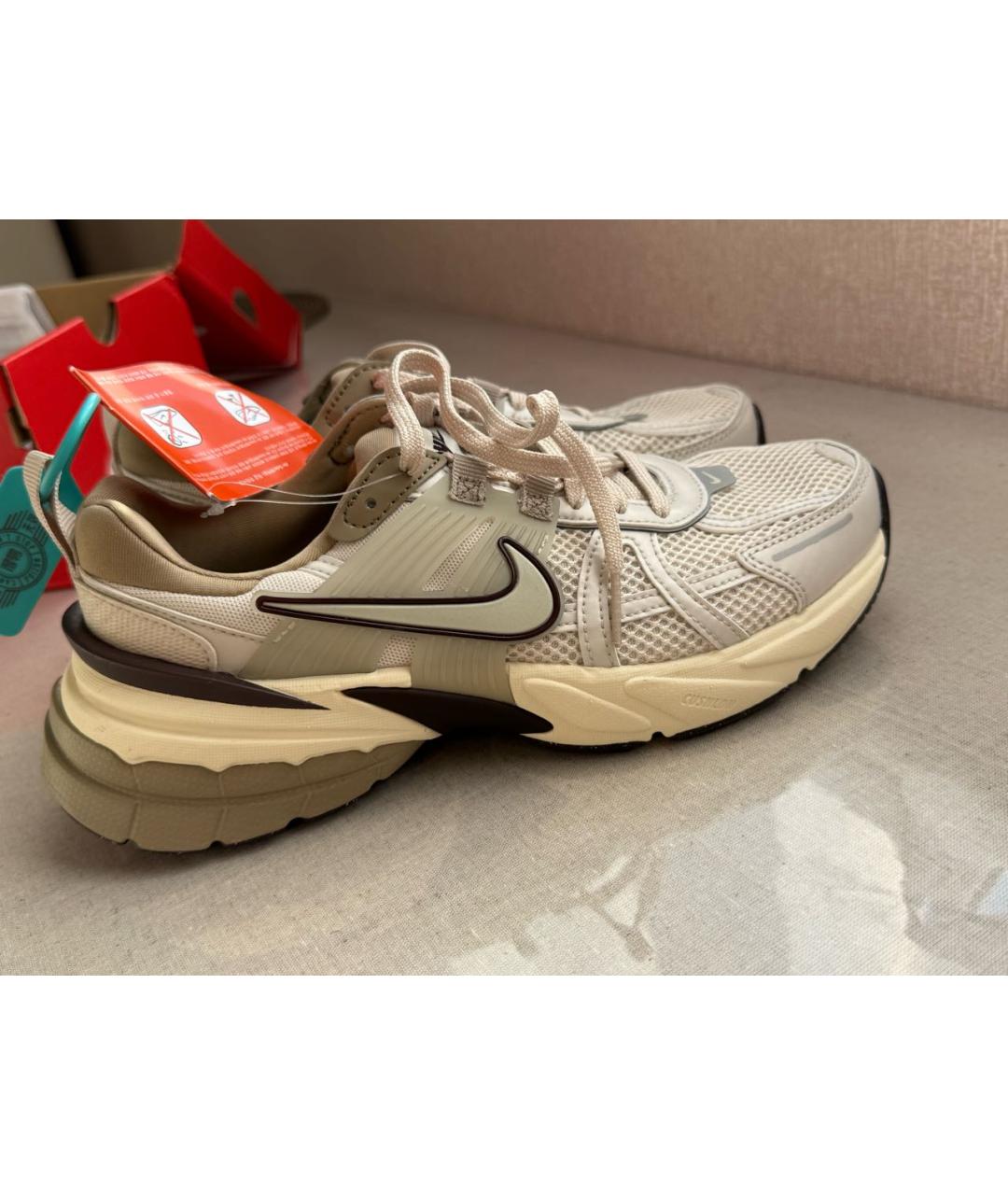 NIKE Бежевые кожаные кроссовки, фото 5