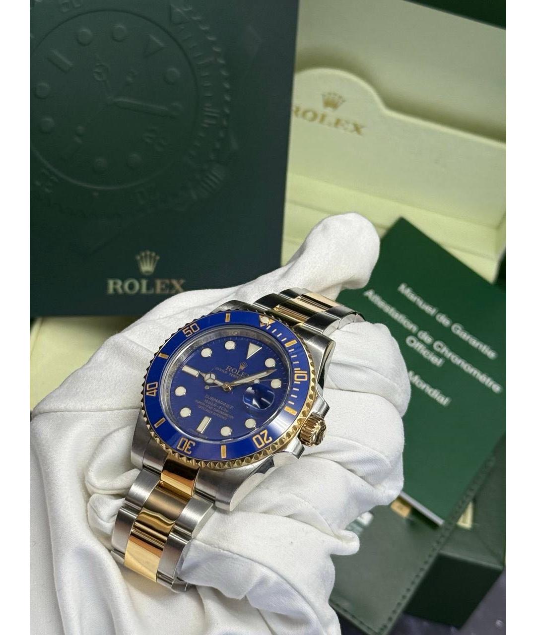 ROLEX Синие часы из желтого золота, фото 8