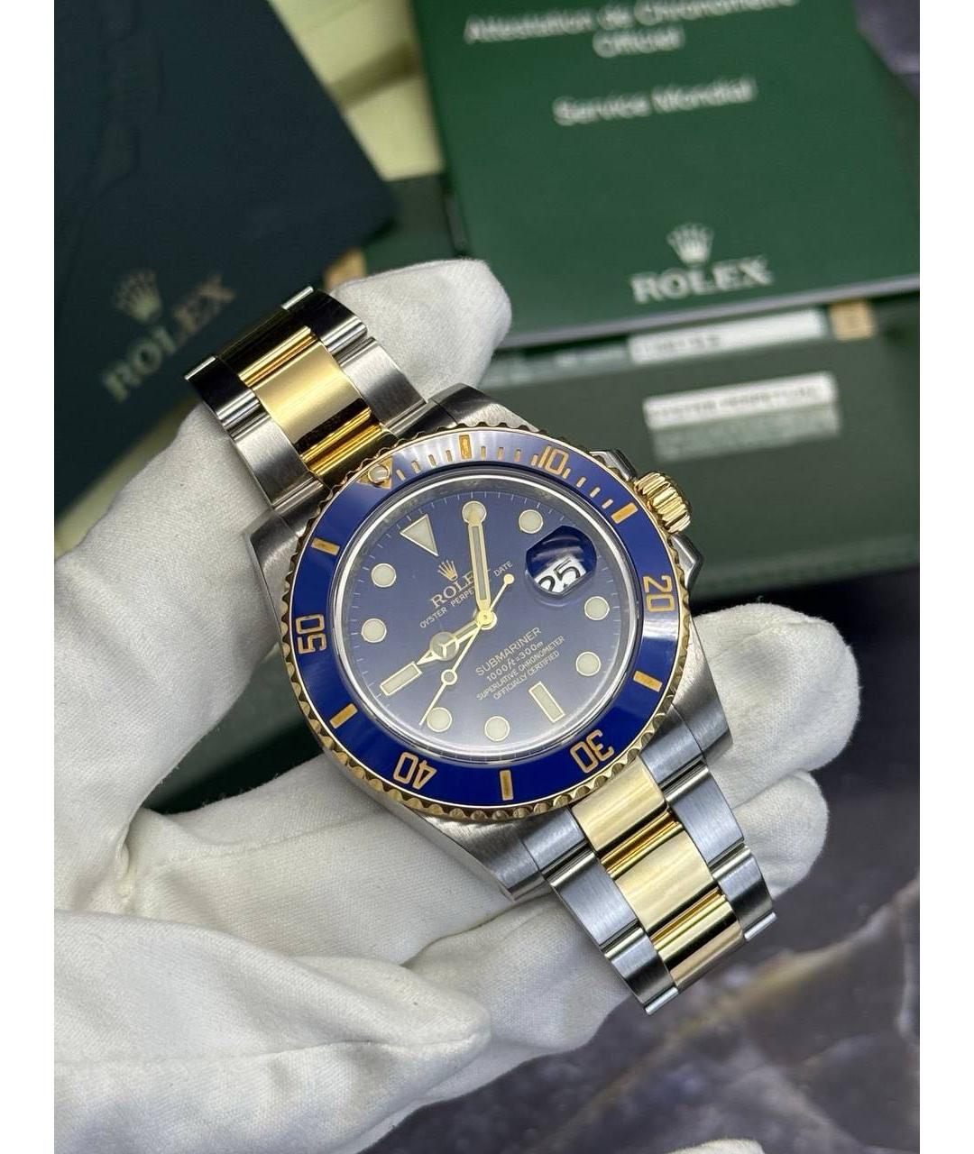 ROLEX Синие часы из желтого золота, фото 5