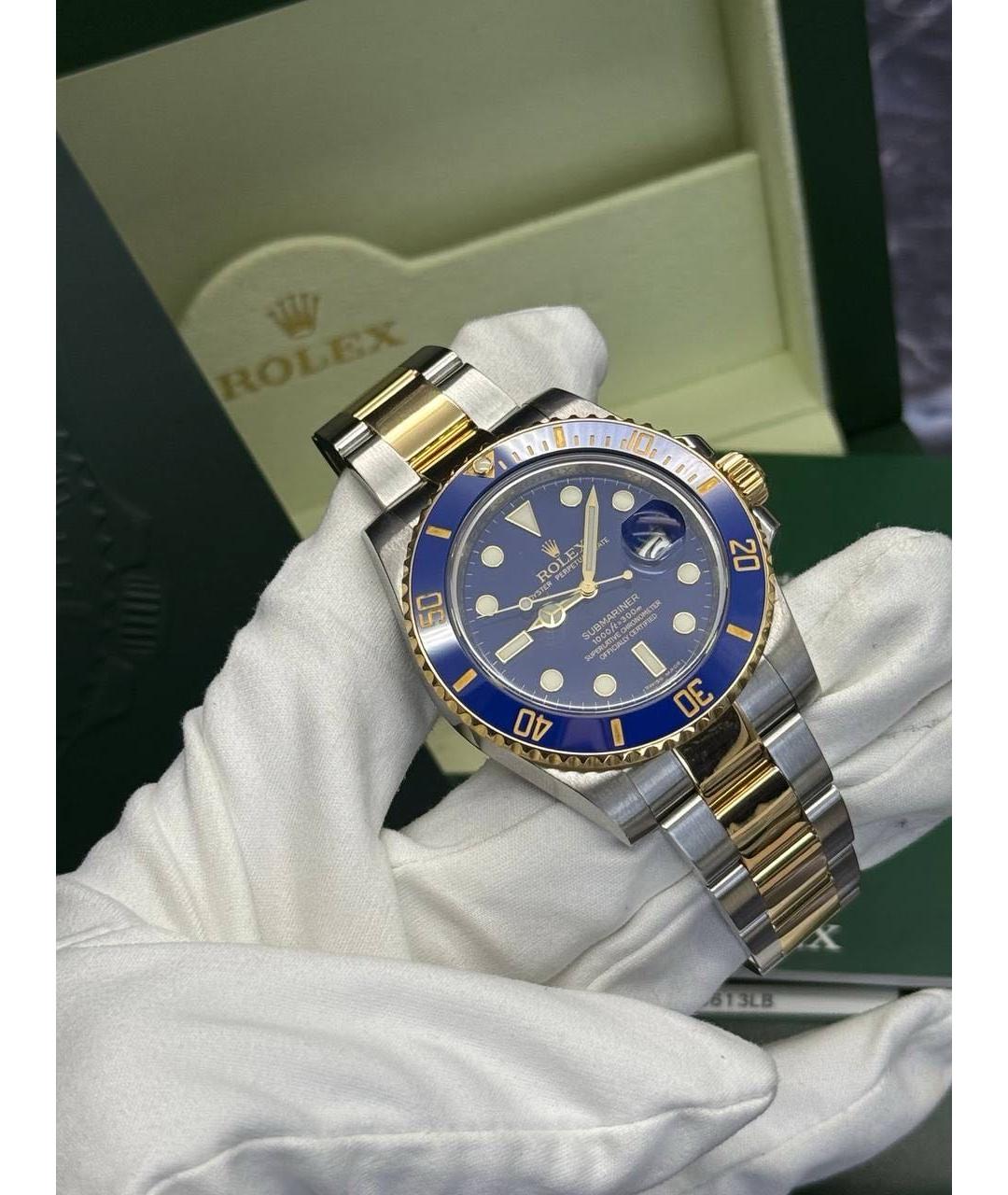 ROLEX Синие часы из желтого золота, фото 2