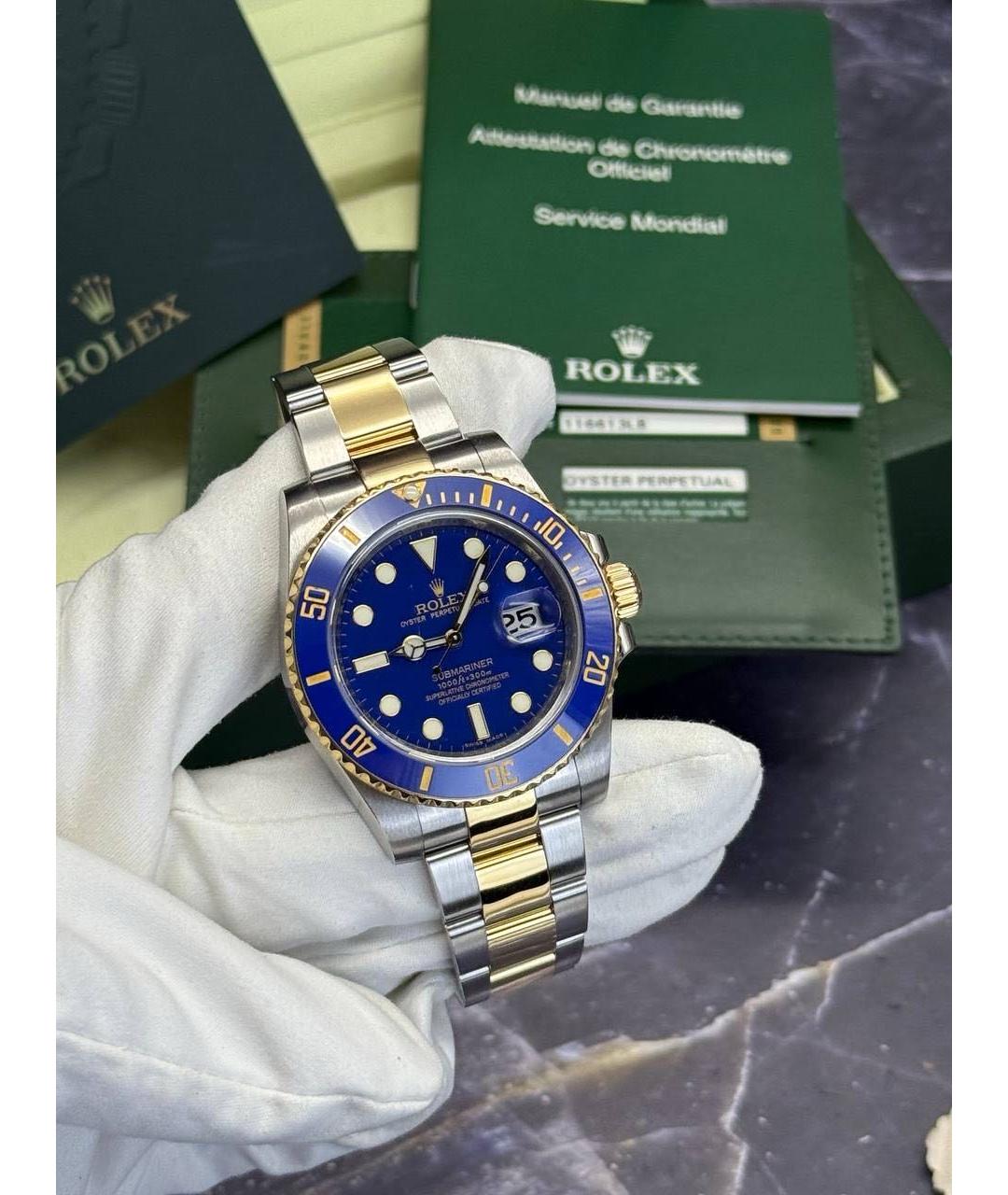 ROLEX Синие часы из желтого золота, фото 9