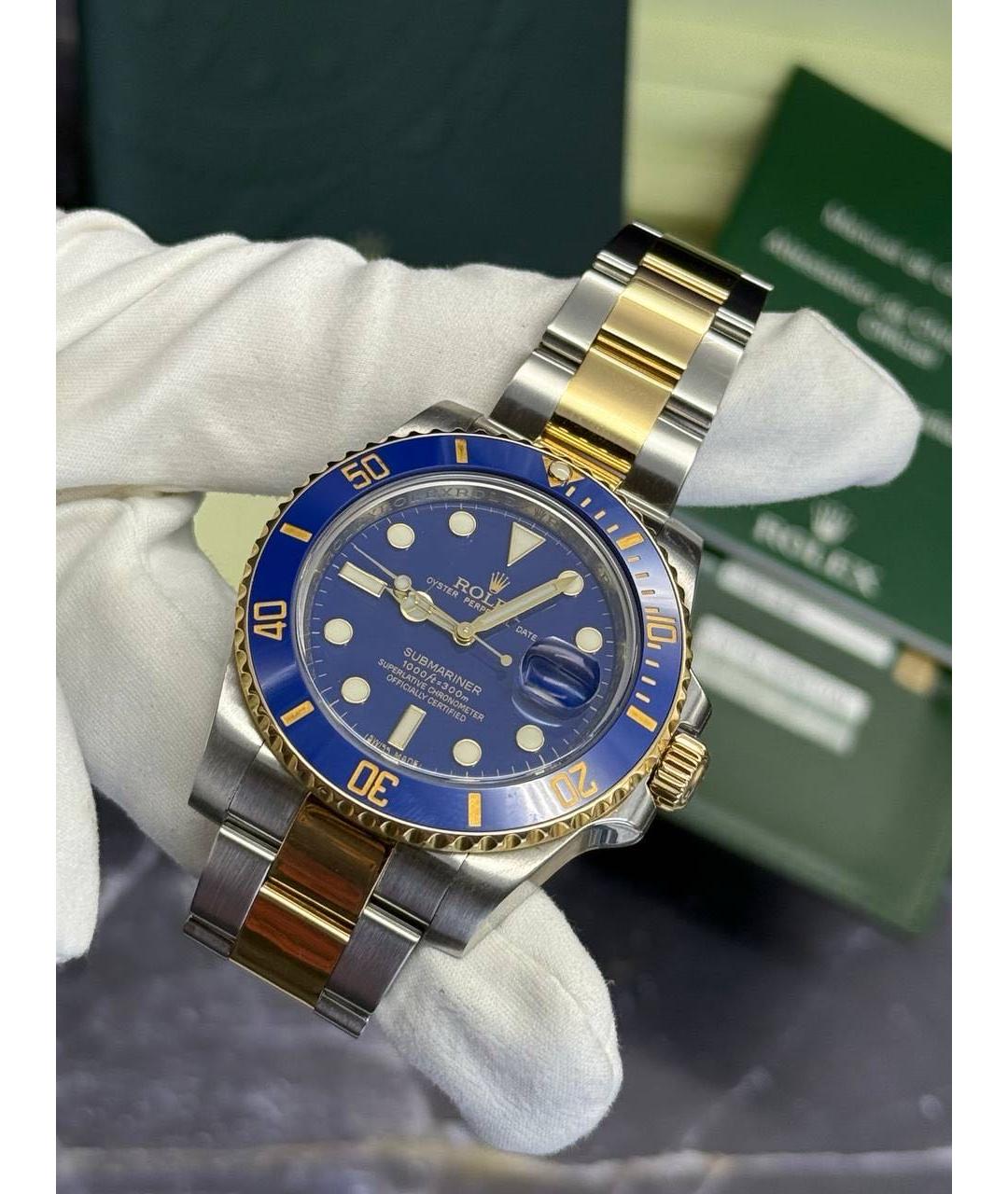 ROLEX Синие часы из желтого золота, фото 3