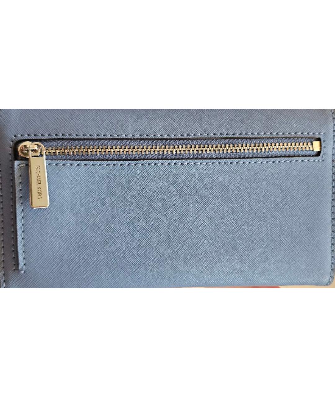 MICHAEL KORS Голубой кожаный кошелек, фото 8